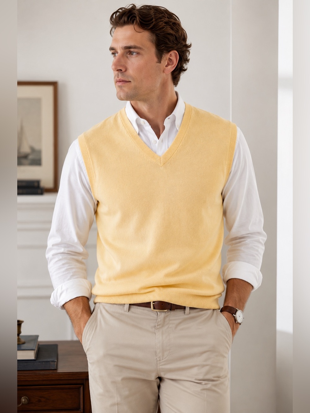 Turnbury 100% Extra Fine Merino Wool Sweater Vest XL Preppy V-Neck
